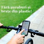 Sport si Outdoor - Ciclism - Accesorii pentru biciclete - Suporturi accesorii biciclete - Suport telefon bicicleta, din silicon, rotativ 360, montaj pe ghidon, pentru carucior si trotineta, carut, scuter, negru - Infinity.ro