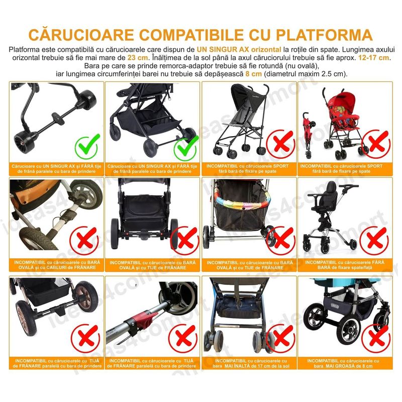 Jucarii, Copii si Bebe - Carucioare si articole de transport - Accesorii transport copii - Adaptor de carucior pentru al doilea copil, 3-7 ani, remorca carucior, platforma pentru al doilea copil, 1 roata - Infinity.ro