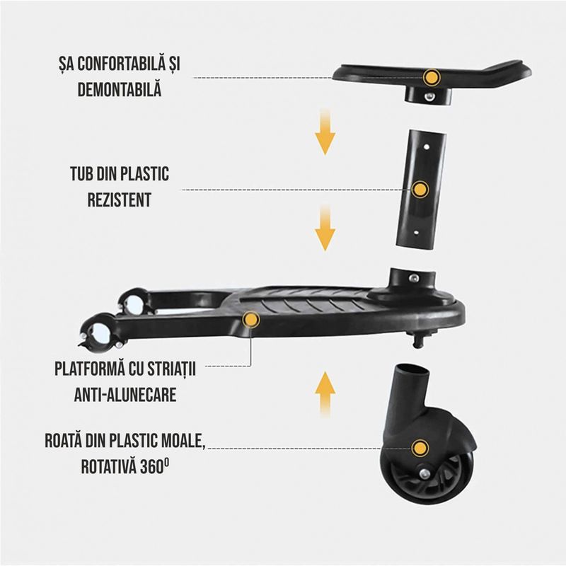 Jucarii, Copii si Bebe - Carucioare si articole de transport - Accesorii transport copii - Adaptor de carucior pentru al doilea copil, 3-7 ani, remorca carucior, platforma pentru al doilea copil, 1 roata - Infinity.ro