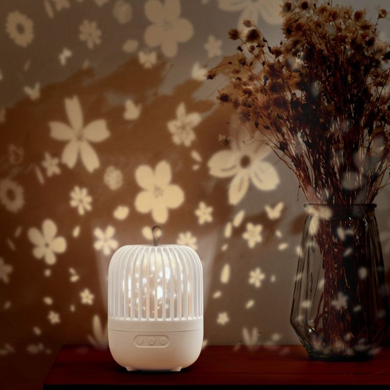 Casa si Gradina - Corpuri si surse de iluminat - Veioze si lampi - Lampi de veghe copii - Lampa de veghe muzicala rotativa pentru copii, portabila, cu proiector, LED 3 culori, lumina reglabila - Infinity.ro