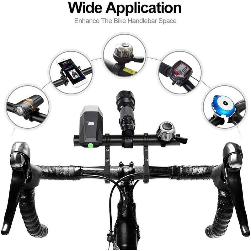 Sport si Outdoor - Ciclism - Accesorii pentru biciclete - Suporturi accesorii biciclete - Extensie bara ghidon pentru trotineta electrica, scuter, suport telefon, pedometru, claxon, 20 cm, negru Negru - Infinity.ro
