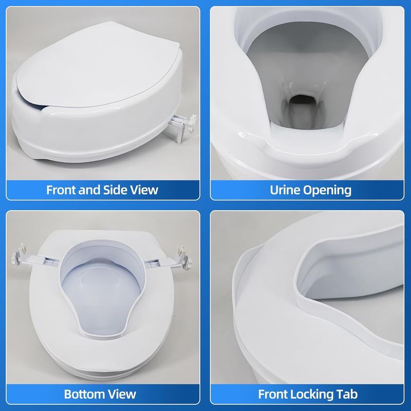 Casa si Gradina - Sanitare - Obiecte sanitare - Accesorii vase de toaleta - Inaltator WC universal cu capac, inaltime 15 cm, sistem de prindere reglabil, sarcina maxima 200 kg - Infinity.ro