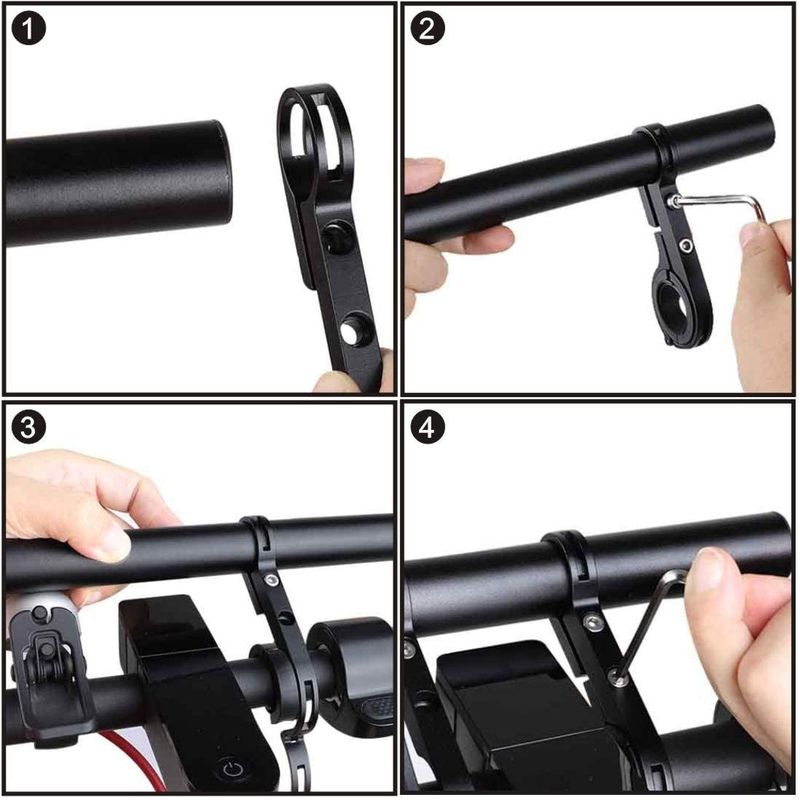 Sport si Outdoor - Ciclism - Accesorii pentru biciclete - Suporturi accesorii biciclete - Extensie bara ghidon pentru trotineta electrica, scuter, suport telefon, pedometru, claxon, 20 cm, negru Negru - Infinity.ro