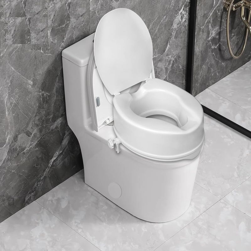 Casa si Gradina - Sanitare - Obiecte sanitare - Accesorii vase de toaleta - Inaltator WC universal cu capac, inaltime 15 cm, sistem de prindere reglabil, sarcina maxima 200 kg - Infinity.ro