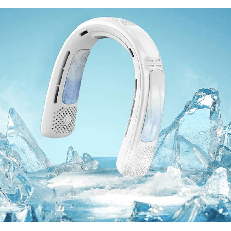 Electronice si Electrocasnice - Climatizare si sisteme de incalzire - Aparate racire aer - Ventilatoare - Ventilator portabil pentru gat, 3 trepte de viteza, USB, pana la 8 ore de functionare, acumulatori 4000 mA Alb/Gri - Infinity.ro