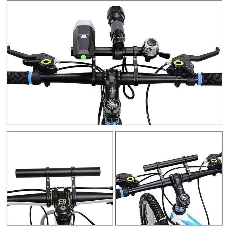 Sport si Outdoor - Ciclism - Accesorii pentru biciclete - Suporturi accesorii biciclete - Extensie bara ghidon pentru trotineta electrica, scuter, suport telefon, pedometru, claxon, 20 cm, negru Negru - Infinity.ro
