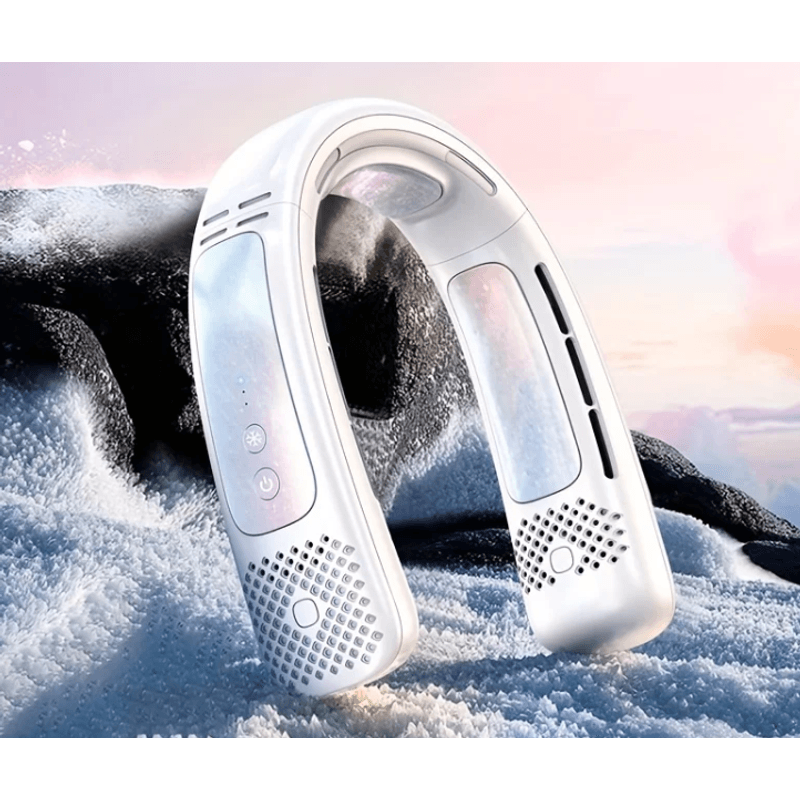Electronice si Electrocasnice - Climatizare si sisteme de incalzire - Aparate racire aer - Ventilatoare - Ventilator portabil pentru gat, 3 trepte de viteza, USB, pana la 8 ore de functionare, acumulatori 4000 mA Alb/Gri - Infinity.ro