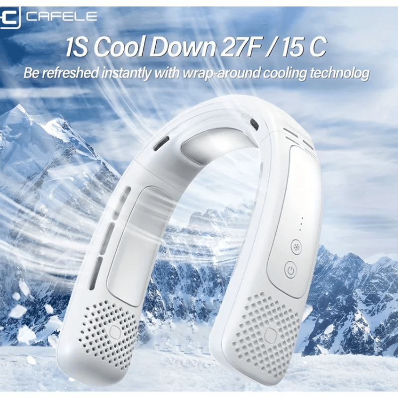 Electronice si Electrocasnice - Climatizare si sisteme de incalzire - Aparate racire aer - Ventilatoare - Ventilator portabil pentru gat, 3 trepte de viteza, USB, pana la 8 ore de functionare, acumulatori 4000 mA Alb/Gri - Infinity.ro