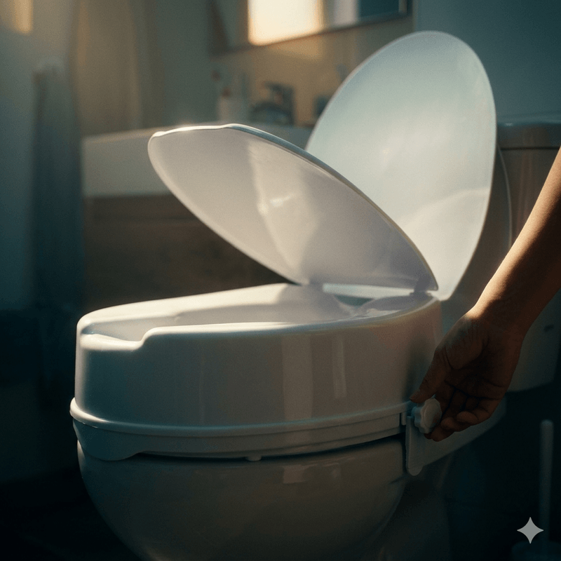 Casa si Gradina - Sanitare - Obiecte sanitare - Accesorii vase de toaleta - Inaltator WC universal cu capac, inaltime 15 cm, sistem de prindere reglabil, sarcina maxima 200 kg - Infinity.ro