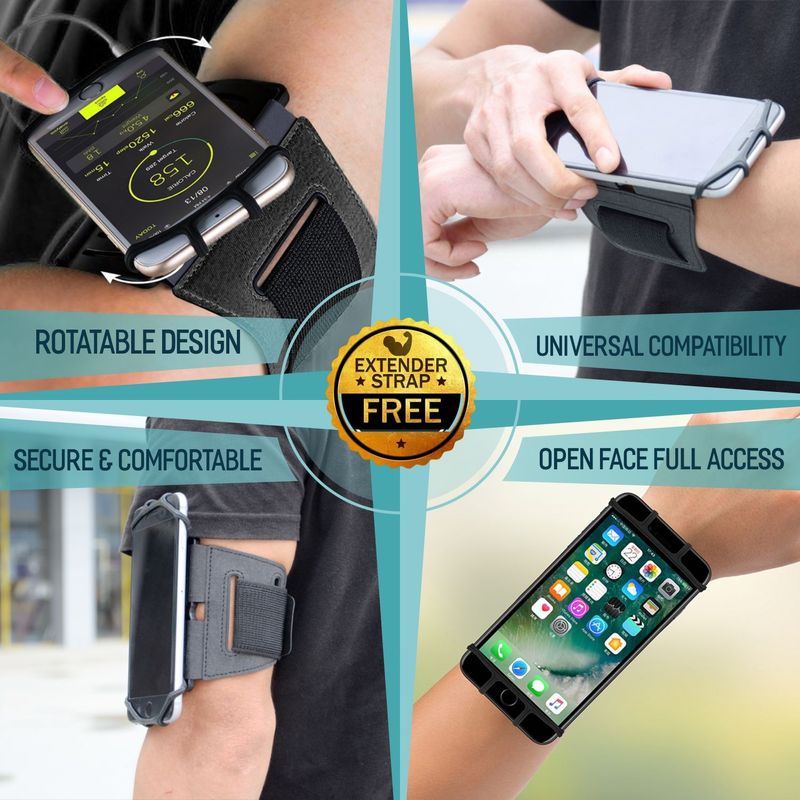 Laptop, Telefoane si Tablete - Telefoane mobile si accesorii - Accesorii Telefoane - Alte accesorii telefoane - Set 2 unitati Husa Banderola pentru brat   mana cu 360  rotire si cu acces usor la ecran, pentru alergat, sala - Infinity.ro