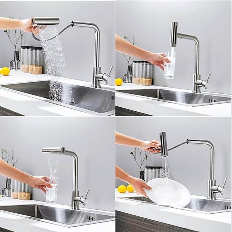 Casa si Gradina - Sanitare - Chiuveta bucatarie si accesorii - Baterii bucatarie - Baterie chiuveta pentru bucatarie, rotativa 360 , robinet de apa cu cap de dus extractabil - Infinity.ro