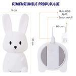 Casa si Gradina - Corpuri si surse de iluminat - Veioze si lampi - Lampi de veghe copii - Lampa de veghe portabila cu 7 culori LED, temporizator 3 ore, silicon BPA-free, reincarcabila USB, touch-control - Infinity.ro