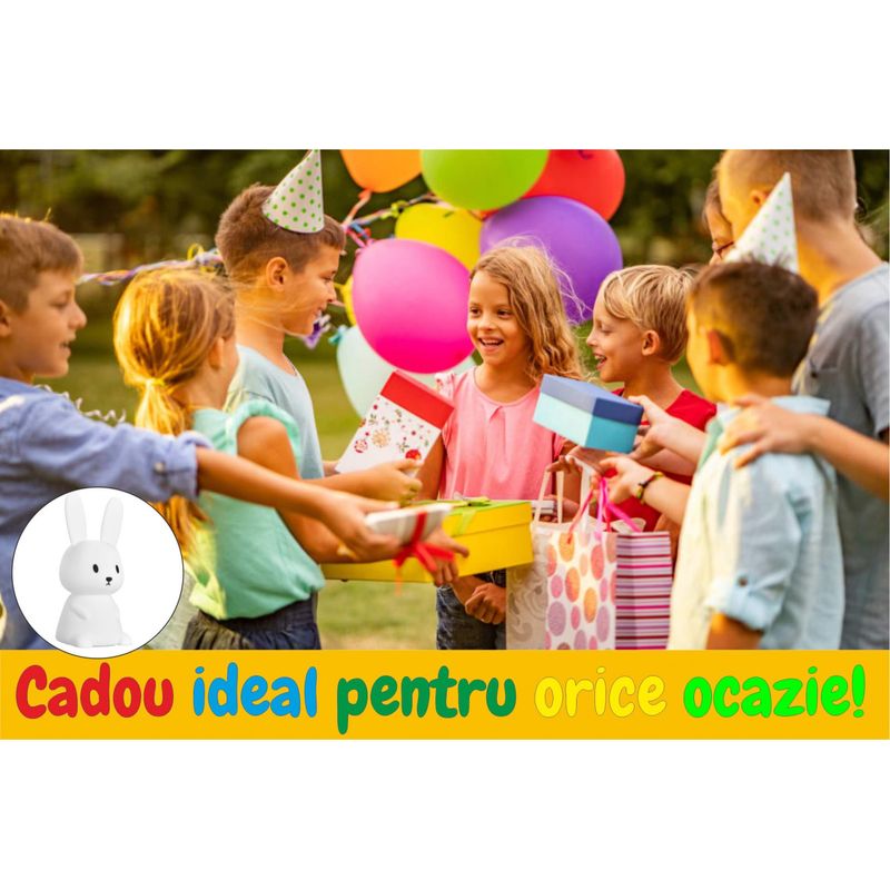 Casa si Gradina - Corpuri si surse de iluminat - Veioze si lampi - Lampi de veghe copii - Lampa de veghe portabila cu 7 culori LED, temporizator 3 ore, silicon BPA-free, reincarcabila USB, touch-control - Infinity.ro