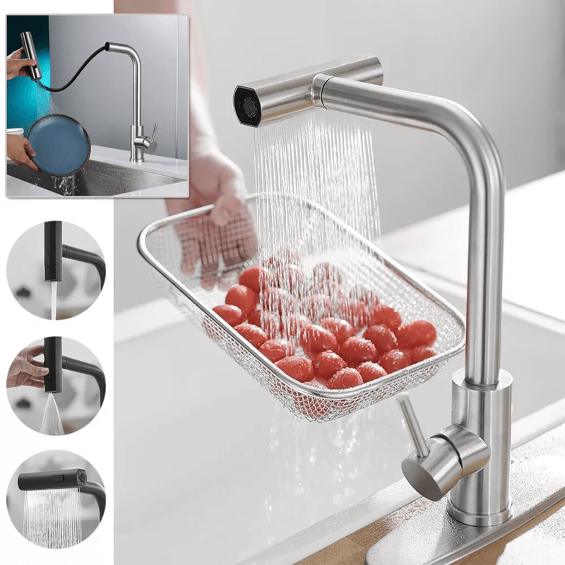 Casa si Gradina - Sanitare - Chiuveta bucatarie si accesorii - Baterii bucatarie - Baterie chiuveta pentru bucatarie, rotativa 360 , robinet de apa cu cap de dus extractabil - Infinity.ro