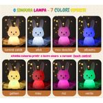 Casa si Gradina - Corpuri si surse de iluminat - Veioze si lampi - Lampi de veghe copii - Lampa de veghe portabila cu 7 culori LED, temporizator 3 ore, silicon BPA-free, reincarcabila USB, touch-control - Infinity.ro