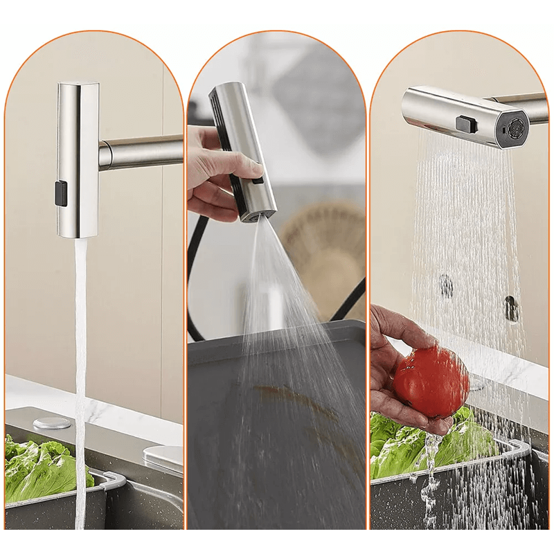 Casa si Gradina - Sanitare - Chiuveta bucatarie si accesorii - Baterii bucatarie - Baterie chiuveta pentru bucatarie, rotativa 360 , robinet de apa cu cap de dus extractabil - Infinity.ro