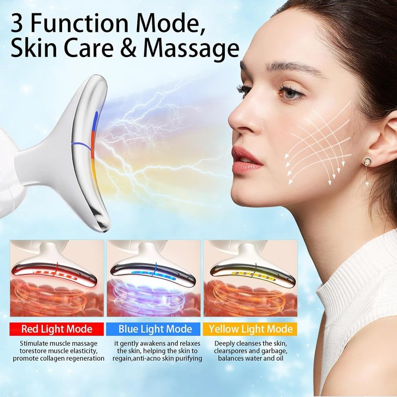 Ingrijire personala si Cosmetice - Sanatate si wellness - Articole wellness - Aparate si dispozitive de masaj - Aparat masaj facial multifunctional 7 in 1, ingrijire fata gat, reincarcabil USB, reduce ridurile, 3 moduri masaj - Infinity.ro