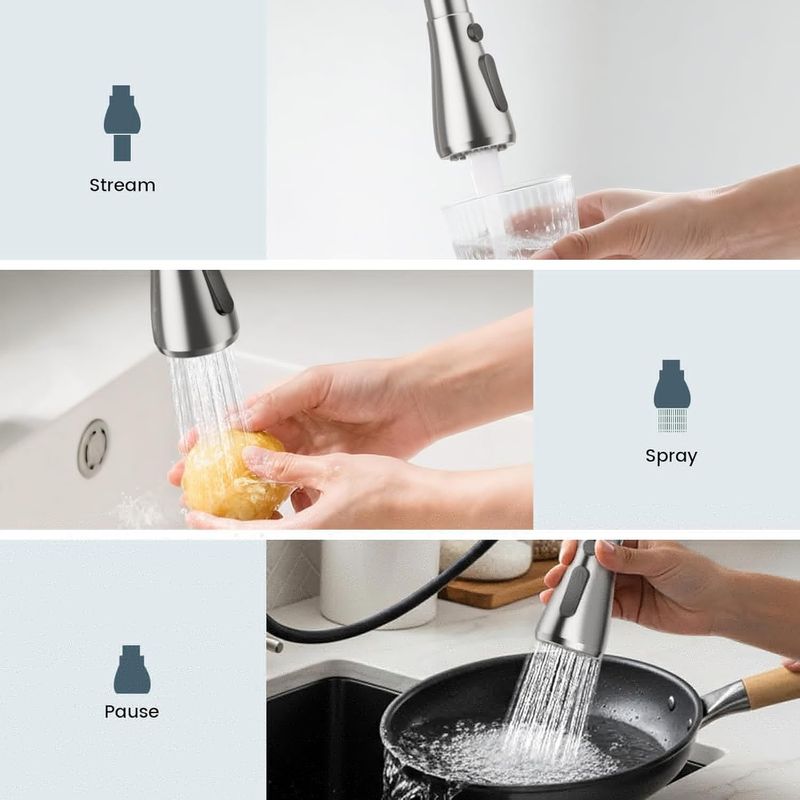 Casa si Gradina - Sanitare - Chiuveta bucatarie si accesorii - Baterii bucatarie - Baterie chiuveta pentru bucatarie, rotativ 360 , robinet de apa cu cap de dus extractabil - Infinity.ro