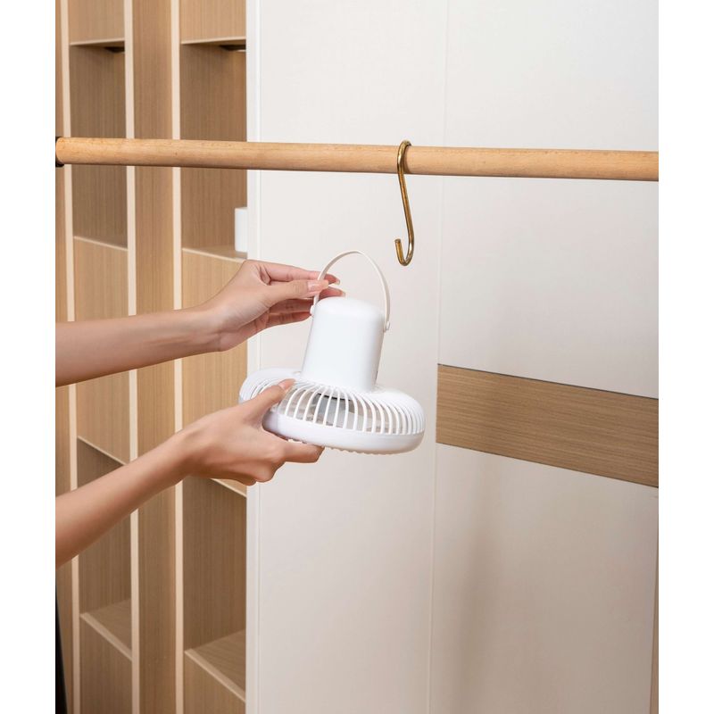 Electronice si Electrocasnice - Climatizare si sisteme de incalzire - Aparate racire aer - Ventilatoare - Ventilator de birou cu picior si cu carlig-maner portabil, Ideas4Comfort, reincarcabil USB, acumulatori 8W, 2000mAh - Infinity.ro