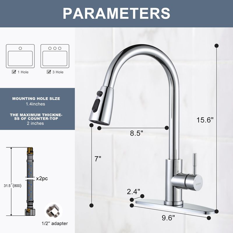 Casa si Gradina - Sanitare - Chiuveta bucatarie si accesorii - Baterii bucatarie - Baterie chiuveta pentru bucatarie, rotativ 360 , robinet de apa cu cap de dus extractabil - Infinity.ro