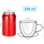 Casa si Gradina - Bucatarie si vesela - Cani si pahare - Cani si cesti - Pahar perete dublu cu maner, forma de inima, 240 ml, set 1 2 4 6, sticla borosilicata premium termorezistenta - Infinity.ro