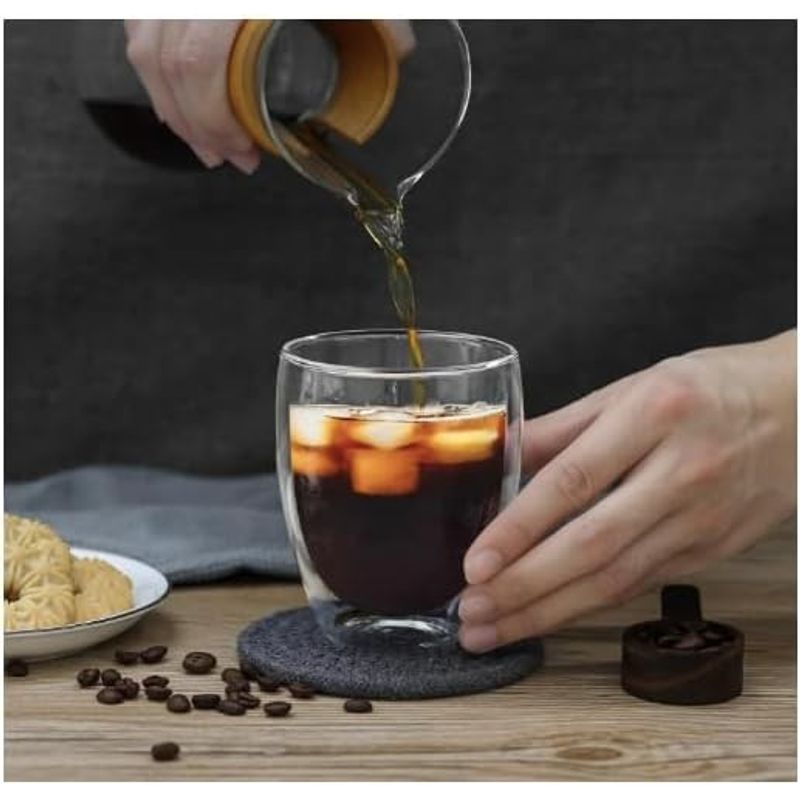 Casa si Gradina - Bucatarie si vesela - Cani si pahare - Pahare - Set pahare 1 2 4 6 cu preti dubli pentru ceai si cafea din sticla termorezistenta transparenta, pereti dubli, 250 ml - Infinity.ro