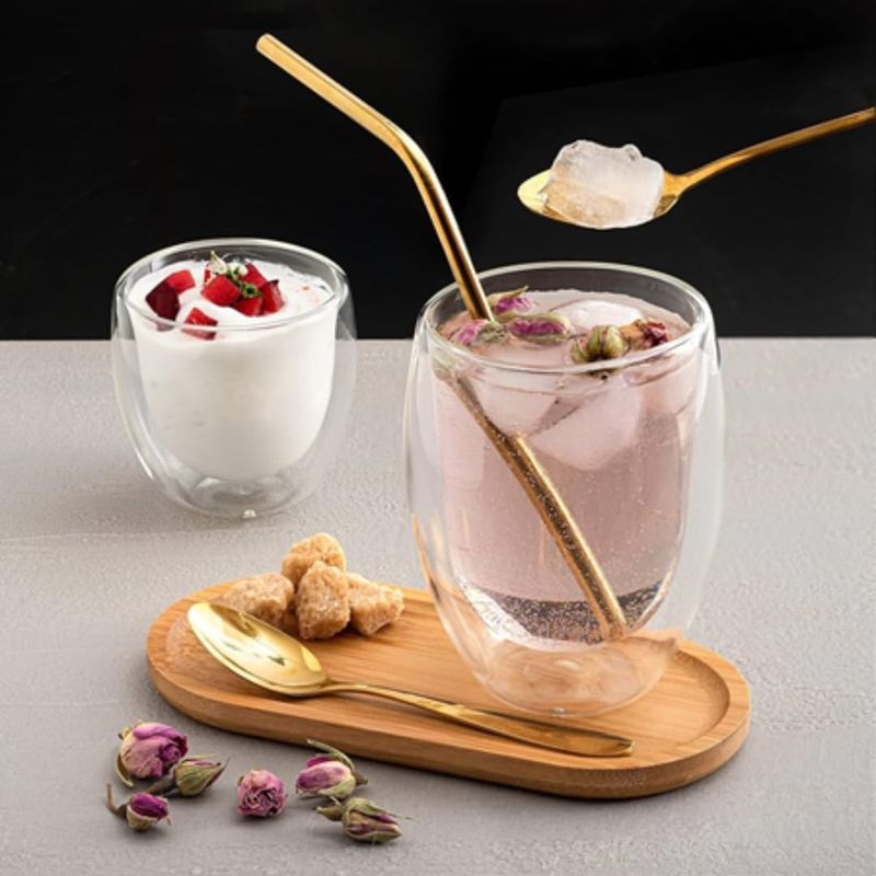 Casa si Gradina - Bucatarie si vesela - Cani si pahare - Pahare - Set pahare 1 2 4 6 cu preti dubli pentru ceai si cafea din sticla termorezistenta transparenta, pereti dubli, 250 ml - Infinity.ro