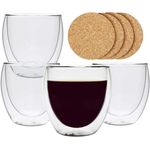 Casa si Gradina - Bucatarie si vesela - Cani si pahare - Pahare - Set pahare 1 2 4 6 cu preti dubli pentru ceai si cafea din sticla termorezistenta transparenta, pereti dubli, 250 ml - Infinity.ro