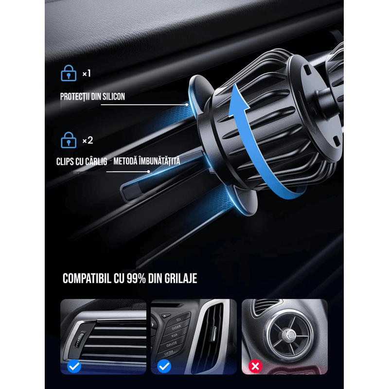 Auto si Moto - Electronice auto - Accesorii electronice auto - Suport de telefon cu MagSafe pentru masina, 20 de magneti puternici, suport magnetic pentru grila de ventilatie auto - Infinity.ro
