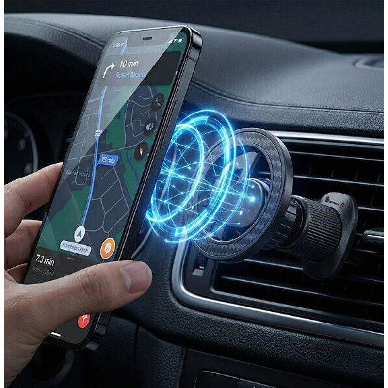 Auto si Moto - Piese auto si accesorii - Interior auto - Accesorii interior - Suport telefon auto magnetic, MagSafe magnetic, rotire 360 , prindere grila ventilatie cu carlig metalic cu clips - Infinity.ro