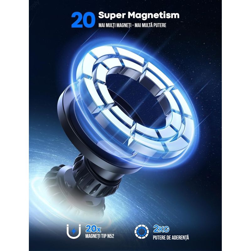 Auto si Moto - Electronice auto - Accesorii electronice auto - Suport de telefon cu MagSafe pentru masina, 20 de magneti puternici, suport magnetic pentru grila de ventilatie auto - Infinity.ro