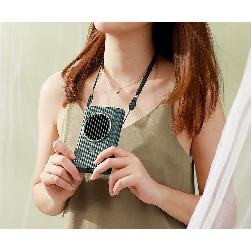 Electronice si Electrocasnice - Climatizare si sisteme de incalzire - Aparate racire aer - Ventilatoare - Ventilator portabil, 3 trepte ventilatie, incarcare USB, acumulator 2000 mAh, 4 W, Ideas4Comfort, verde Verde - Infinity.ro