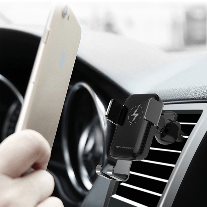 Auto si Moto - Electronice auto - Accesorii electronice auto - Suport auto cu incarcare wireless, prindere in grila de ventilatie, universal Android si iOS, wireless charger, 15W - Infinity.ro