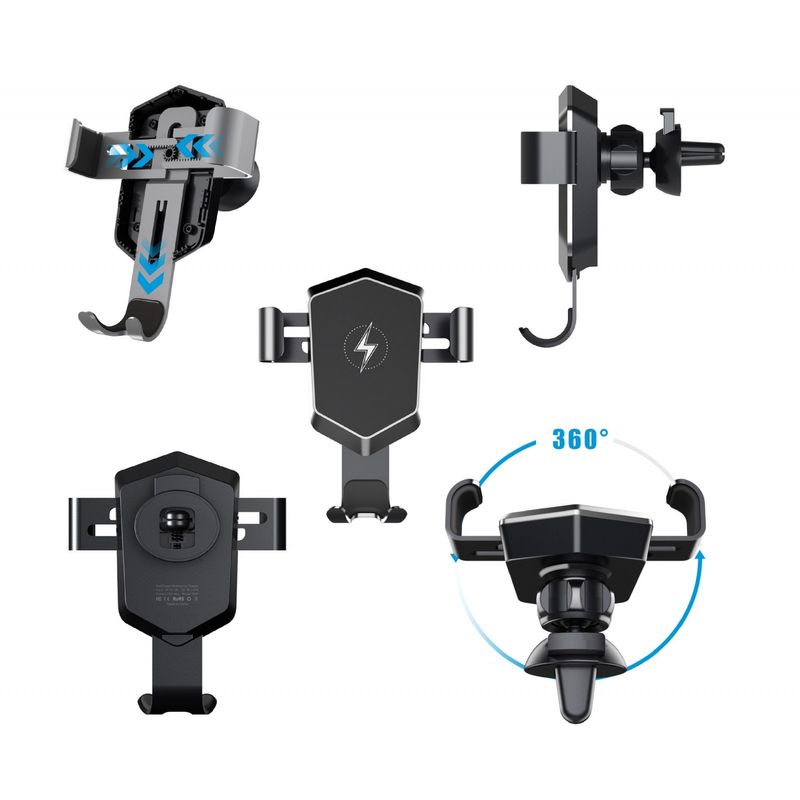 Auto si Moto - Electronice auto - Accesorii electronice auto - Suport auto cu incarcare wireless, prindere in grila de ventilatie, universal Android si iOS, wireless charger, 15W - Infinity.ro