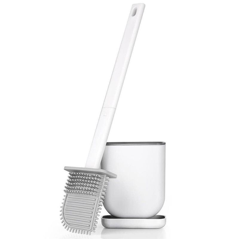 Casa si Gradina - Sanitare - Suporturi si accesorii baie - Accesorii baie - Perie de toaleta cu cap flexibil din silicon, design ergonomic, uscare rapida, montaj pe perete sau podea - Infinity.ro