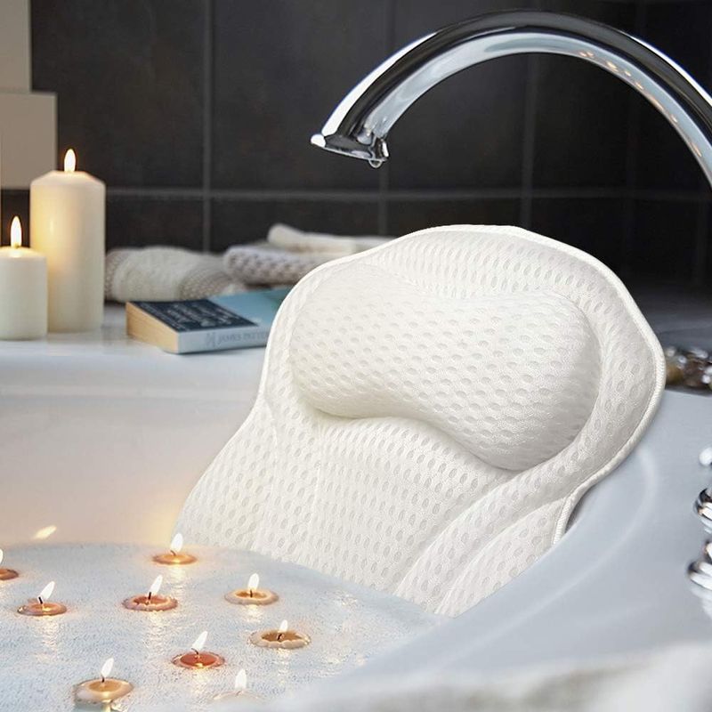 Casa si Gradina - Sanitare - Cazi si cabine de dus - Accesorii cada - Perna baie pentru cada, 6 ventuze, ergonimica, suport cap barbati si femei, 3D Mesh - Infinity.ro