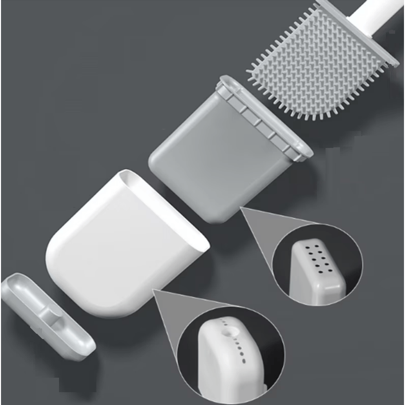 Casa si Gradina - Sanitare - Suporturi si accesorii baie - Accesorii baie - Perie de toaleta cu cap flexibil din silicon, design ergonomic, uscare rapida, montaj pe perete sau podea - Infinity.ro