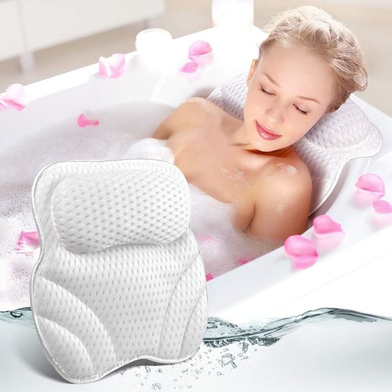 Casa si Gradina - Sanitare - Cazi si cabine de dus - Accesorii cada - Perna baie pentru cada, 6 ventuze, ergonimica, suport cap barbati si femei, 3D Mesh - Infinity.ro