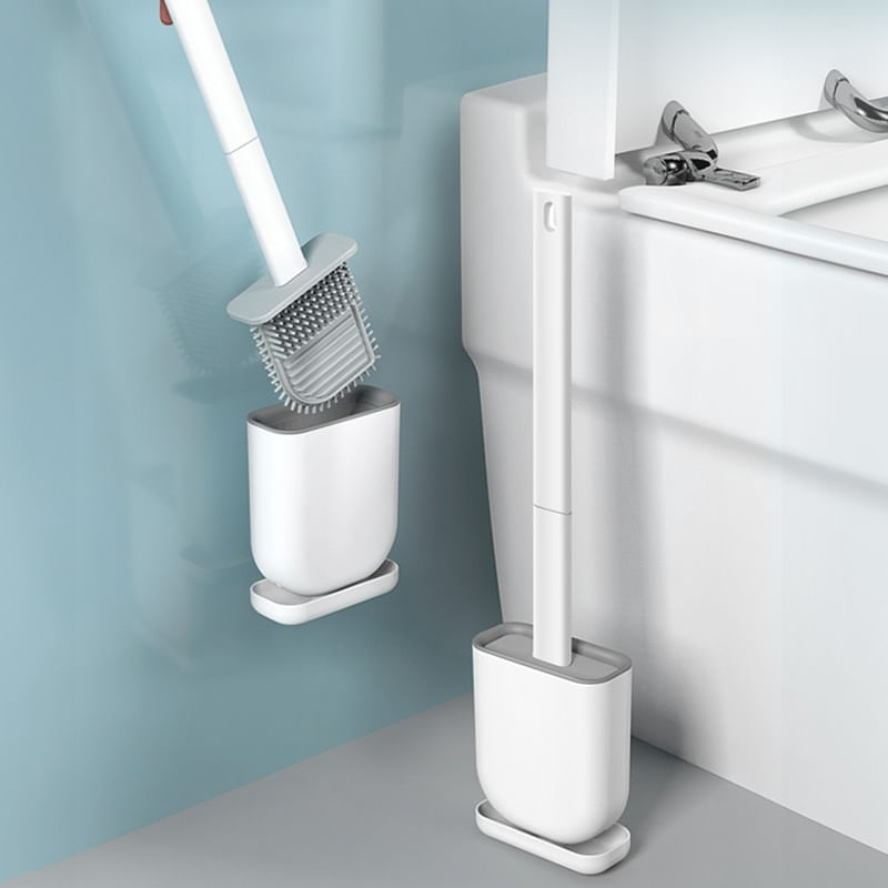 Casa si Gradina - Sanitare - Suporturi si accesorii baie - Accesorii baie - Perie de toaleta cu cap flexibil din silicon, design ergonomic, uscare rapida, montaj pe perete sau podea - Infinity.ro