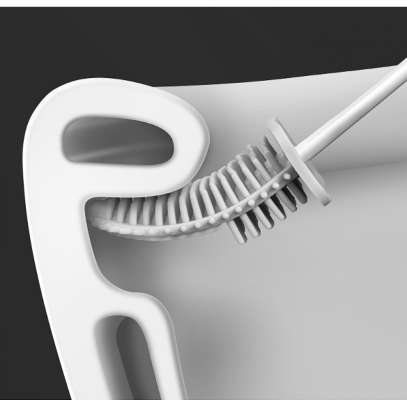 Casa si Gradina - Sanitare - Suporturi si accesorii baie - Accesorii baie - Perie de toaleta cu cap flexibil din silicon, design ergonomic, uscare rapida, montaj pe perete sau podea - Infinity.ro