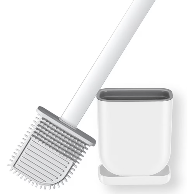 Casa si Gradina - Sanitare - Suporturi si accesorii baie - Accesorii baie - Perie de toaleta cu cap flexibil din silicon, design ergonomic, uscare rapida, montaj pe perete sau podea - Infinity.ro