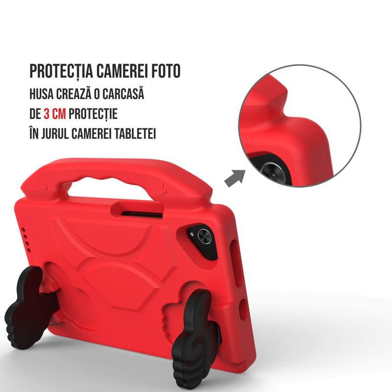 Laptop, Telefoane si Tablete - Tablete si accesorii tablete - Accesorii Tablete - Huse tablete - Husa tableta copii 10.3-10.4 inch, compatibila Samsung, Huawei si Lenovo, cu maner si stand Rosu - Infinity.ro