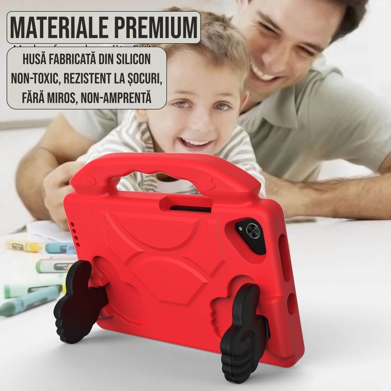 Laptop, Telefoane si Tablete - Tablete si accesorii tablete - Accesorii Tablete - Huse tablete - Husa tableta copii 10.3-10.4 inch, compatibila Samsung, Huawei si Lenovo, cu maner si stand Rosu - Infinity.ro