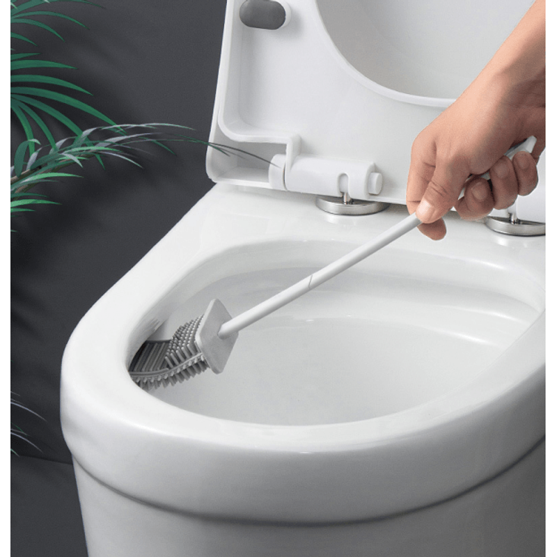 Casa si Gradina - Sanitare - Suporturi si accesorii baie - Accesorii baie - Perie de toaleta cu cap flexibil din silicon, design ergonomic, uscare rapida, montaj pe perete sau podea - Infinity.ro