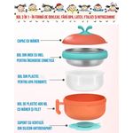 Jucarii, Copii si Bebe - Hrana si alaptare - Biberoane, suzete si accesorii hranire - Articole hranire bebelusi - Set caserola pentru hrana copii 3 in 1, 400 ml, din plastic BPA-free si otel inoxidabil 316 - Infinity.ro