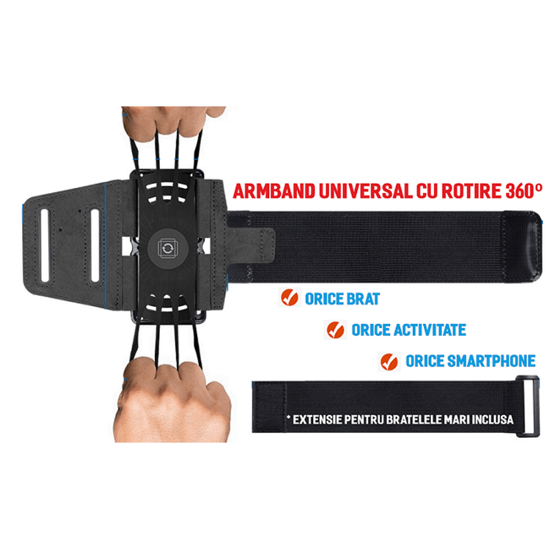 Sport si Outdoor - Echipament Sportiv - Accesorii echipament sportiv - Genti si borsete fitness - Husa Banderola pentru brat   mana cu 360  rotire si cu acces usor la ecran, pentru alergat, sala, bicicleta, drumetii - Infinity.ro