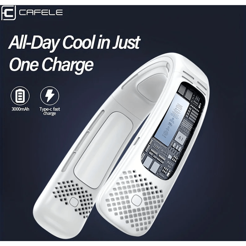 Electronice si Electrocasnice - Climatizare si sisteme de incalzire - Aparate racire aer - Ventilatoare - Ventilator portabil pentru gat, 3 trepte de viteza, USB, pana la 8 ore de functionare, acumulatori 4000 mA Albastru - Infinity.ro