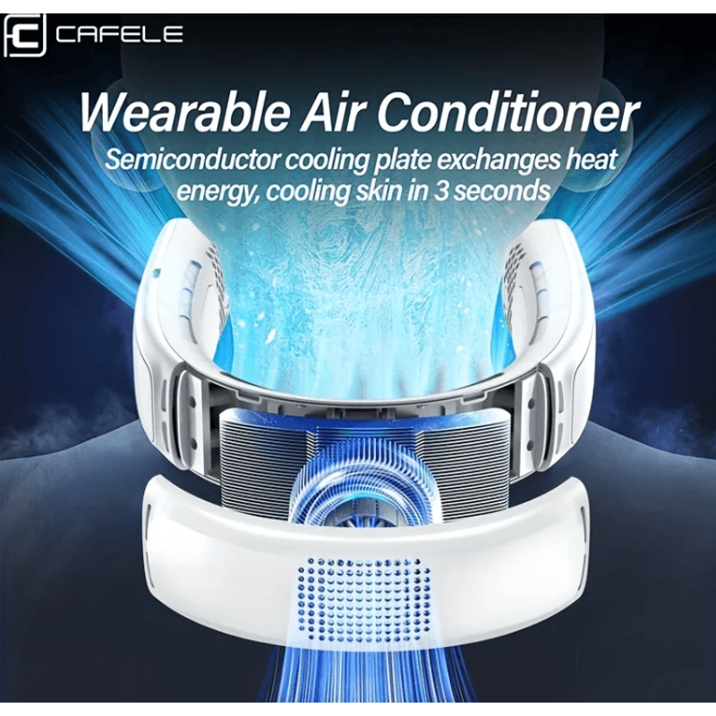 Electronice si Electrocasnice - Climatizare si sisteme de incalzire - Aparate racire aer - Ventilatoare - Ventilator portabil pentru gat, 3 trepte de viteza, USB, pana la 8 ore de functionare, acumulatori 4000 mA Albastru - Infinity.ro