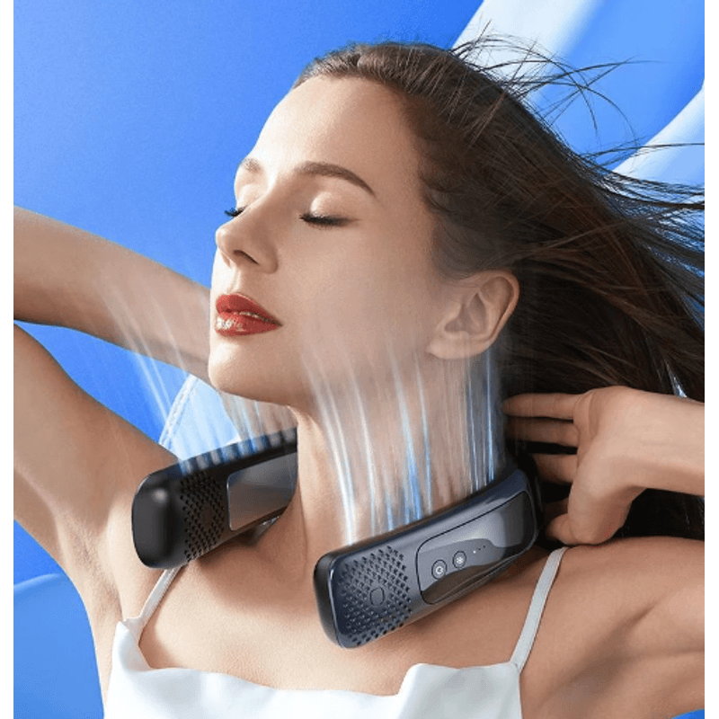 Electronice si Electrocasnice - Climatizare si sisteme de incalzire - Aparate racire aer - Ventilatoare - Ventilator portabil pentru gat, 3 trepte de viteza, USB, pana la 8 ore de functionare, acumulatori 4000 mA Albastru - Infinity.ro
