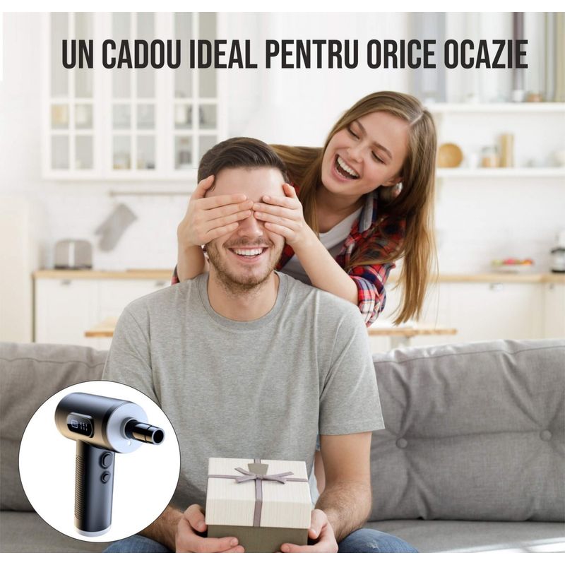 Electronice si Electrocasnice - Ingrijirea locuintei - Aspiratoare - Set aspirator portabil cu suflanta aer, reincarcabil USB, 6000mAh, afisaj LED, 3 viteze, 9x capete adaptoare - Infinity.ro